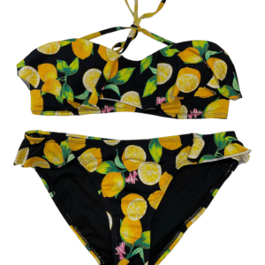 No Boundaries Halter Lemon Print Bikini Set (M/L)