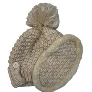 Beige Pompom Beanie