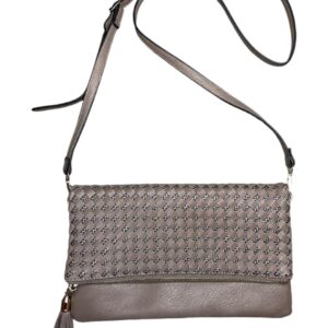 Nude Folded Woven Clutch