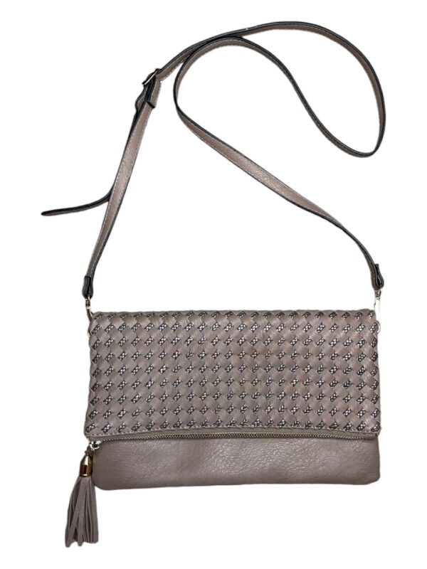 Nude Folded Woven Clutch
