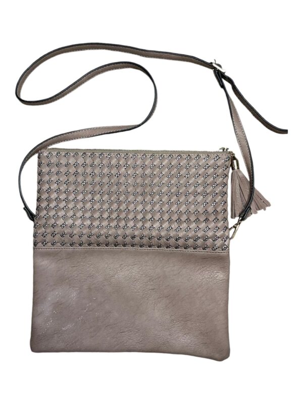 Nude Folded Woven Clutch - Image 2