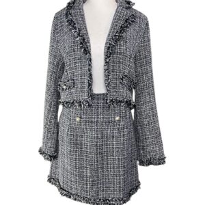 Blashe Tweed Jacket and Mini Skirt Set (Size L)
